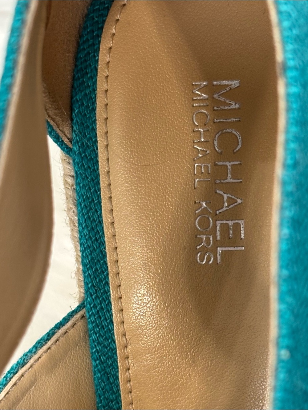Michael Kors Wedge Teal Canvas Espadrille Sandals - Picture 8 of 12